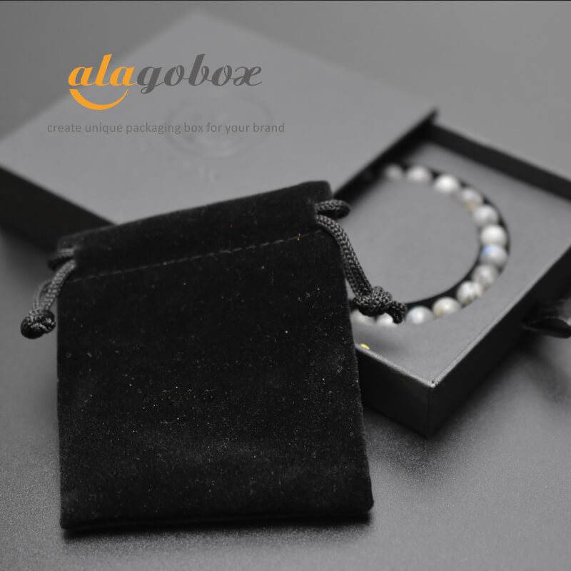 black custom drawer box with textured paper