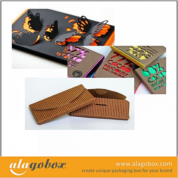 chocolate box with laser cut colorful corrugated paper