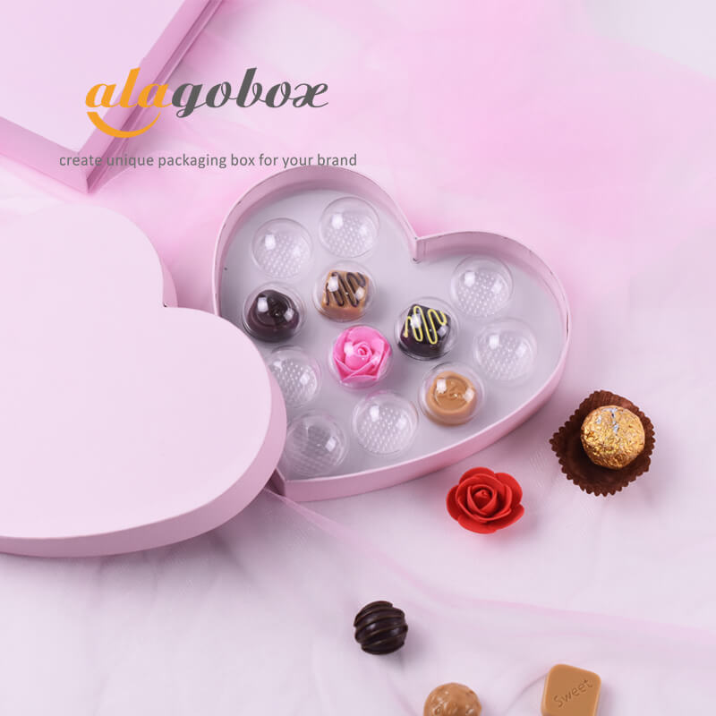 Lid-Bottom Heart Shaped Gift Box  Kali Custom Chocolate Packaging Boxes