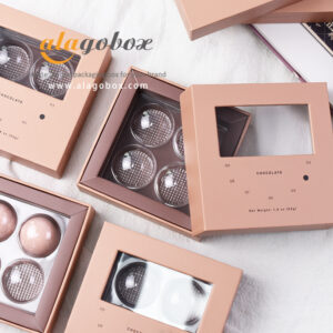 Chocolate bonbon box with lid with partial window