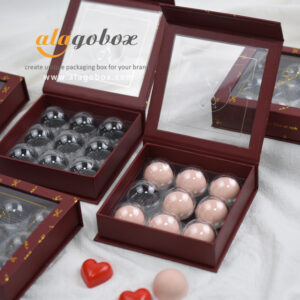 Custom rigid bookstyle box with window