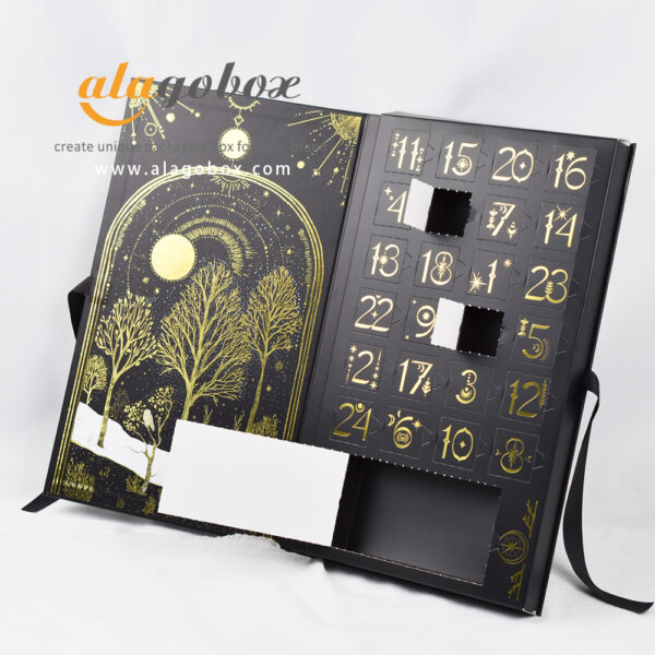 Assorted chocolate bonbon and bar advent calendar box