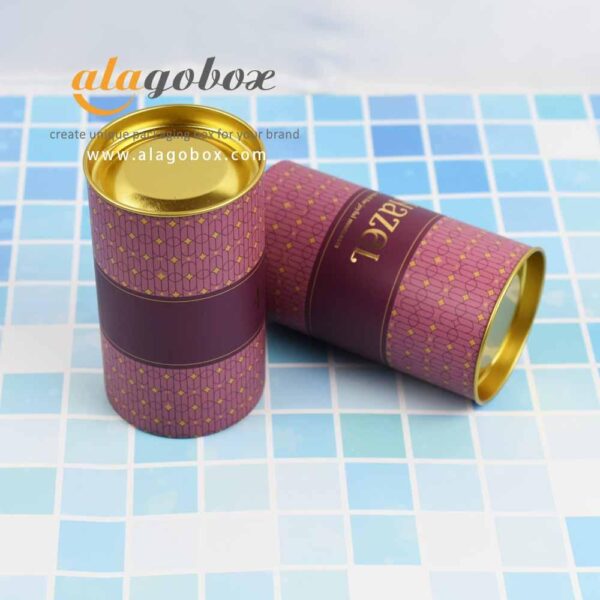 Custom tube box with metal lid for chocolates or caramels