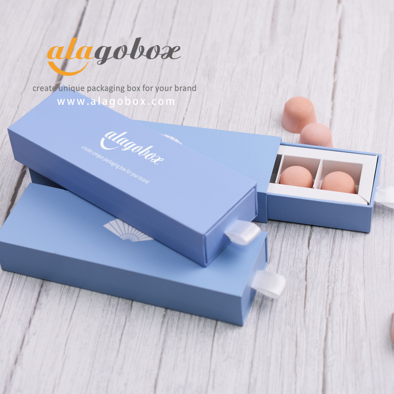 dusty blue packaging box for chocolate bonbons or camarels
