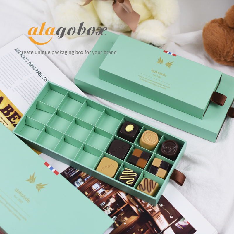 custom drawer box for chocolate caramels